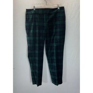 Talbots 14W Hampshire Tartan Black Watch Plaid Ankle Pants Velvet Holiday